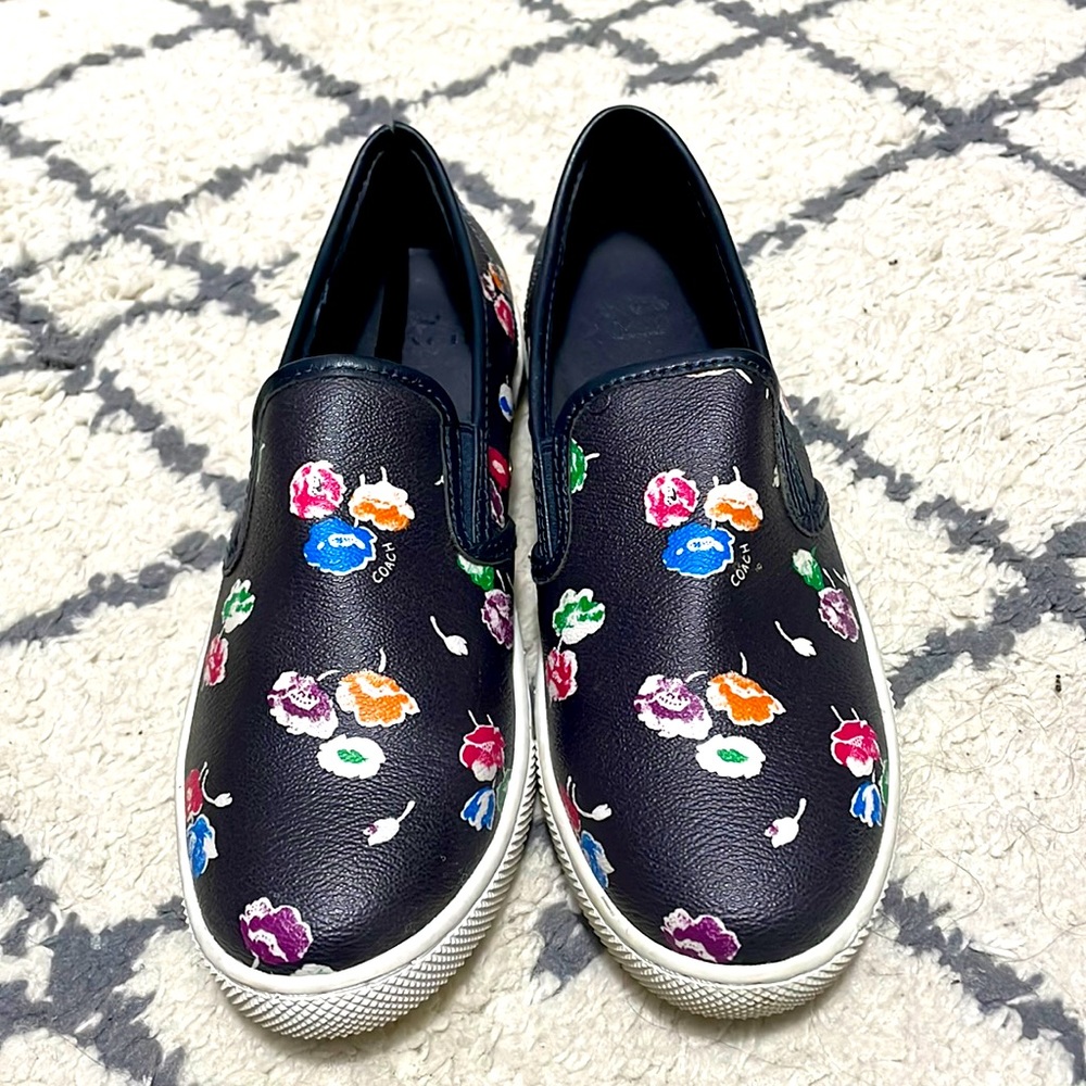Coach Womens Shoes Coach Parkside Slip On Sneaker Black Floral Loafers